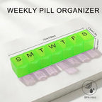 Weekly 7-Day Pill Organizer with Braille, Portable Medicine and Vitamin Planner Storage Box with Medium Compartments,Easy to Use,for Supplements and Fish Oils, Travel Friendly,BPA Free