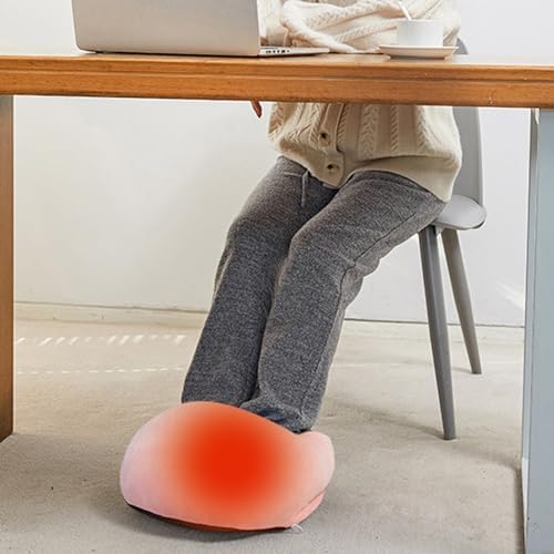 Electric Heated Foot Warmer for Men Women, Fuzzy Thick USB Rechargeable Foot Heating Pad, Winter Plush Foot Heater Cushion Heat Therapy Ankle Feet Warmer Boots Shoes Office Home Travel (Pink)