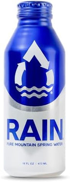 RAIN, Spring Water, 16 Oz, 24 Pack, Bottled At The Source, Recyclable Eco Friendly Aluminum