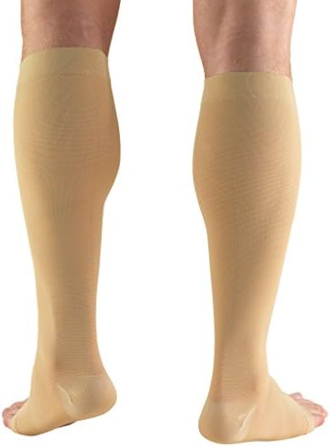 Truform 20-30 mmHg Compression Stockings for Men and Women, Knee High Length, Open Toe, Beige, X-Large