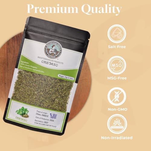 Mediterranea Products Greek Oregano – Traditionally Dried & Hand-Picked Premium Oregano Leaves – 100% Natural Dried Oregano Direct from Greek Farmers (25 Grams)