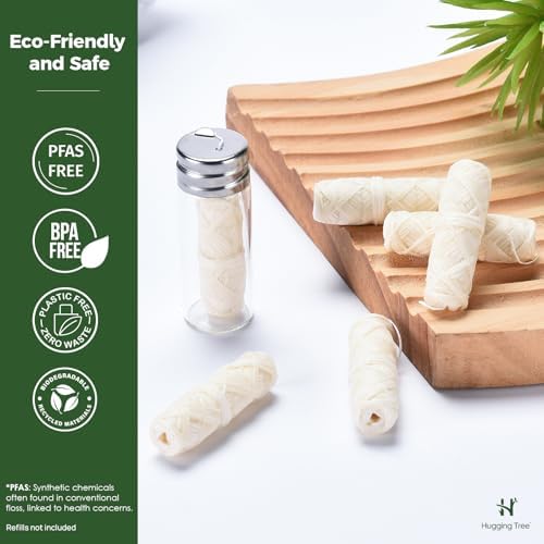 Natural Silk Dental Floss with Glass Dispenser | PFAS Free Dental Floss | Zero Waste Biodegradable | Mint (33 Yards)
