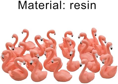24Pcs Mini Pink Flamingo Figurines Miniature Resin Flamingo Figures Cake Toppers for DIY Fairy Garden Micro Landscape Terrarium Easter Crafts Birthday Party Wedding Home Decors