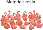 24Pcs Mini Pink Flamingo Figurines Miniature Resin Flamingo Figures Cake Toppers for DIY Fairy Garden Micro Landscape Terrarium Easter Crafts Birthday Party Wedding Home Decors