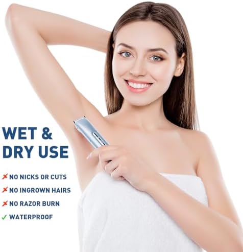 Bikini Trimmer for Women,2 in 1 Womens Electric Razors,Dual Head Shaver for Women Lady Facial Pubic Legs Private Area Body Hair,IPX7 Waterproof Wet & Dry