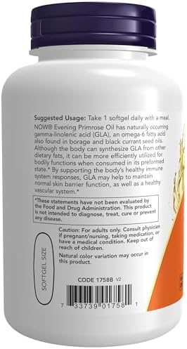 NOW Foods Supplements, Evening Primrose Oil 1000 mg, Cold Pressed, Hexane Free, Vegan Formula, 90 Veg Softgels