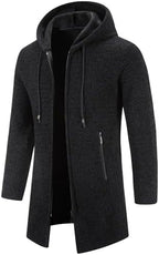Mylldey Men's Long Cardigan Hoodies Full-zip Fleece Lined Sweaters Knit Regular Fit Casual Sweater Hooded Coat wiht Pocket