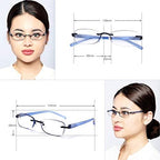 3-Pack Rimless Reading Glasses For Women, Lightweight Spring Hinge Readers, Classic Elegant Artistic Eyeglasses UV 400