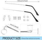 1 Pair Eyeglass Arm Replacement Kit Metal Temples for Glasses Repair Universal Legs Replacement Accessories for Eyeglasses（Silver）
