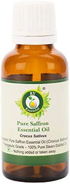 Saffron Essential Oil | Crocus Sativus | Saffron Oil | for Hair | for Cooking | for Face | for Skin | 100% Pure Natural | Steam Distilled | Therapeutic Grade | 5ml | 0.169oz by R V Essential