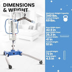 Joerns Hoyer Advance Electric Portable Patient Lift - Foldable Lightweight 70 lbs, 340 lb Capacity, Battery Powered for Home Care, Nursing & Professional Use- E340