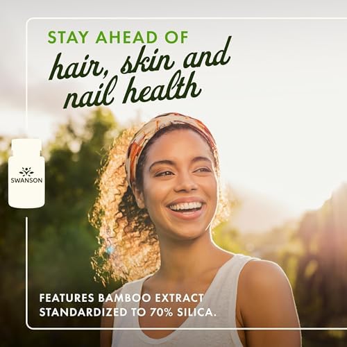 Swanson Bamboo Extract - Natural Hair, Skin and Nails Supplement - 70% Silica Content Supporting Collagen Formation & Bone Growth - (60 Veggie Capsules, 300mg Each) (2 Pack)
