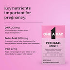 One A Day Prenatal Vitamins- Folic Acid, Iron, Omega- 3 (DHA), Pregnancy Vitamins for Women, Prenatal Multivitamin for Mom and Baby Support, Pregnancy Must Haves 30 Ct (Packaging May Vary)