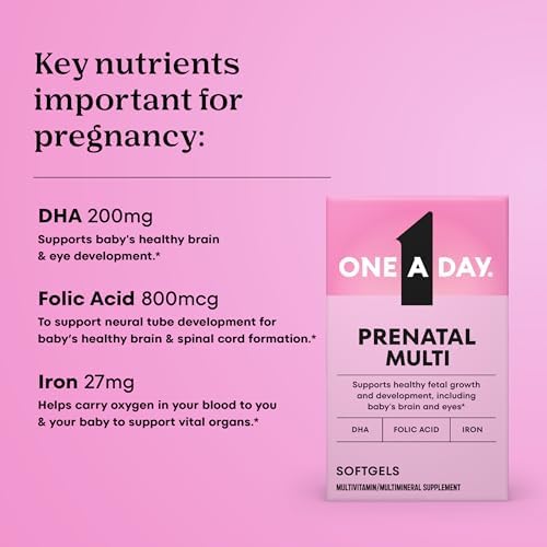 One A Day Prenatal Vitamins- Folic Acid, Iron, Omega- 3 (DHA), Pregnancy Vitamins for Women, Prenatal Multivitamin for Mom and Baby Support, Pregnancy Must Haves 30 Ct (Packaging May Vary)