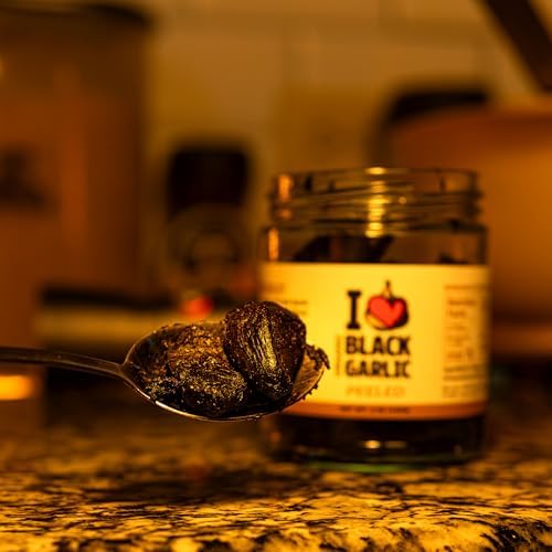 Organic Peeled Black Garlic Cloves in a Glass Jar Ready to Eat Sweet Savory Umami Ingredient for Cooking and Snacking Made in USA by I Love Black Garlic 5 oz