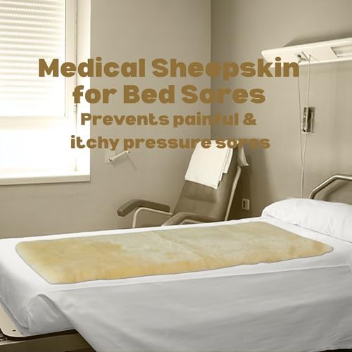 Natural Sheepskin for Bed Sores and Skin Irritation | Gisborne 100% Real Medical Sheepskins with Non-Slip Back for Pain Relief and Discomfort, Wool Seat Pad, Natural, 30 in. x 60 in.