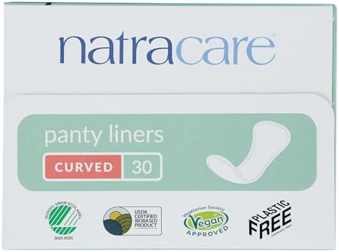 Natracare Natural Organic Curved Panty Liners, with Certified Organic Cotton, Ecologically Certified Cellulose Pulp and Plant Starch (1 Pack, 30 Liners Total)