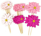 Blush Pink Daisy Party Picks Cupcake Toppers Toothpicks Food Picks Girls Baby Shower Birthday Party Decorations Pack of 24