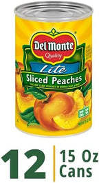 Del Monte Sliced Yellow Canned Peaches in Extra Light Syrup, 15 oz Can (Pack of 12 Cans)