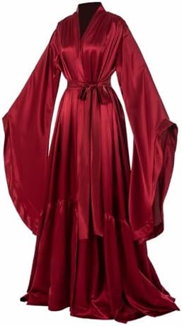 Women's Bridal Robes Old Hollywood Maternity Photoshoot Silk Bathrobe Long Lingerie Cover Up Nightgown