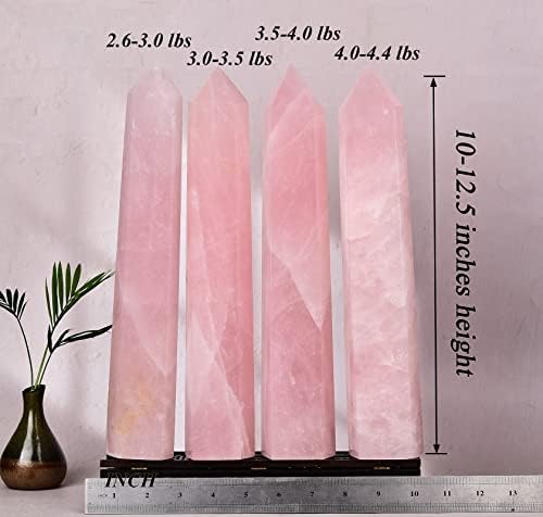 AMOYSTONE Extra Large Healing Crystal Obelisk Tower Rose Quartz Point Wand Crystal Decor Reiki Gifts for Bignners 1.7-2.2 LBS