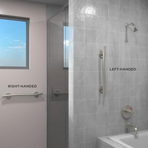 HEALTHCRAFT Wave Decorative Grab Bars, ADA Compliant Bathroom Safety Bars for Seniors, Wall-Mounted, Supports Up to 500 lbs (Brushed Stainless Steel, 24 Inch)