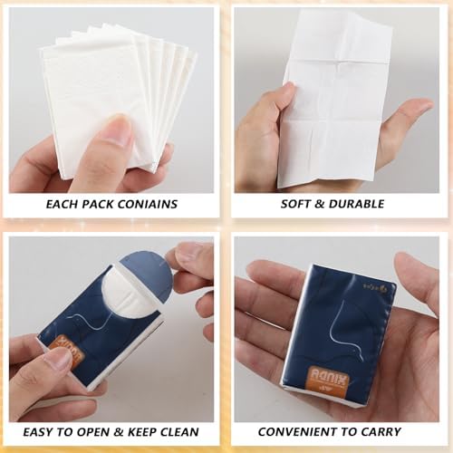 100 Pack Pocket Tissues Travel Packs, 600 Sheet Mini Tissues Bulk, 4-Ply Small Travel Size Paper Individual Pocket Size
