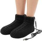 PURFUN Electric Heated Fleece Socks for Men Women, Winter USB Heating Pad Bootie Knitted Socks Foot Heater Anti-Slip Thermal Home Indoor Slippers Footwear Foot Warmer