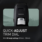 Panasonic Long Beard Trimmer for Men, 58 Length Settings and 4 Attachments to Cut and Detail, Corded or Cordless Beard Trimmer for Men – ER-GB96-K (Black)