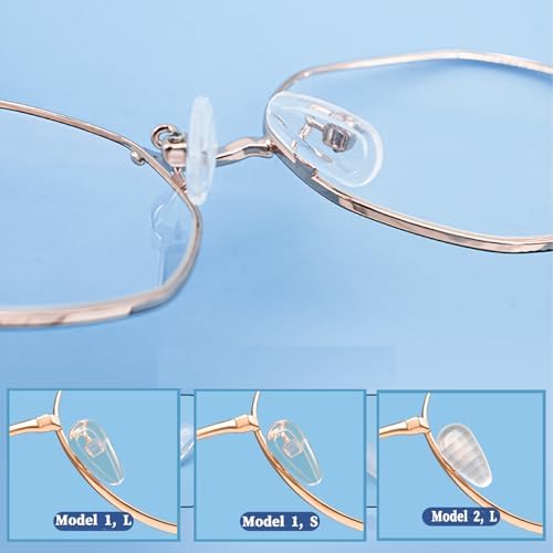 10 Pairs Teardrop Screw-in Nose Pads, Air Bag Cushion Glasses Pads, Silicone Anti-Slip Nose Pads for Eyeglass,Clear