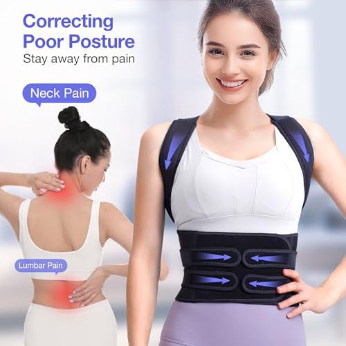 Posture Corrector for Women and Men, Full Back Brace Support, FSA&HSA Eligible, Adjustable Shoulder Straightener for Improving Back Posture, Relief for Upper and Lower Back, Lumbar, Neck Pain