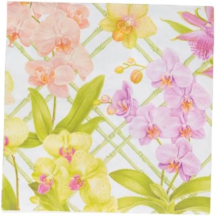 Caspari Orchid Conservatory Dinner Napkins - 20 Dinner Napkins per Pack, 2 PACKS