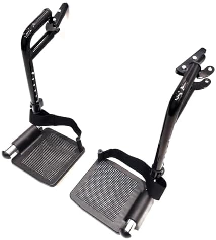 Wheelchair Swing Away footrests,Economy Footrest for Standard Wheelchairs and Transport Chair, Composite Footplates and Heel Loops,Universal Swing-Away Footrests, Same Function as PP-SF.(1 Pr, Black)