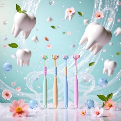 2 Pcs Random Color Three-Sided Soft Hair Toothbrush, Effective Wrap-Around Design, Deeply and Thoroughly to Clean Teeth and Gums, Suitable for Adults and Children Toothbrushes and Accessories
