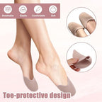 Penitue 8 Pairs Ballet Pointe Toe Covers, Sponge & Gel Pointe Shoes Toe Pads Breathable Washable Forefoot Cushions for Women High Heels Ballet Dance