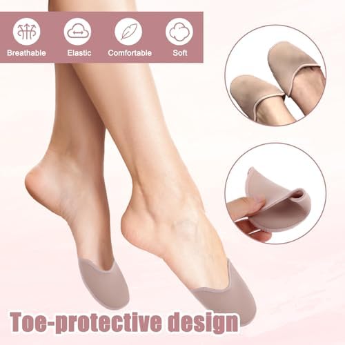 Penitue 8 Pairs Ballet Pointe Toe Covers, Sponge & Gel Pointe Shoes Toe Pads Breathable Washable Forefoot Cushions for Women High Heels Ballet Dance