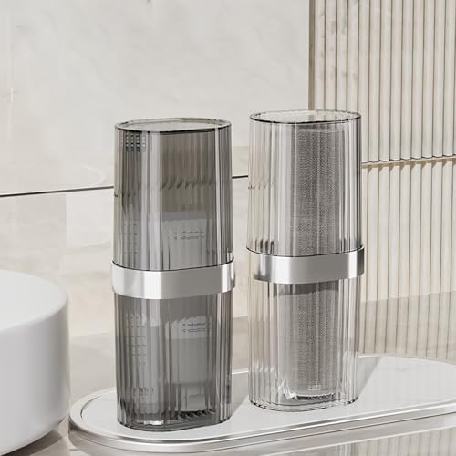 Travel Toothbrush Cup Case, Toothbrush Travel Container Portable Travel Toothbrush Holder Toothpaste Storage for School Camping Business Trip Bathroom (Grey)