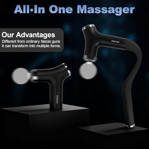 2-in-1 Detachable Back Massager Deep Tissue,12-Speed Percussion Handheld Massage Gun with Ergonomic Extension Handle, 8mm Stroke Muscle Massagers with LCD Display & 4 Heads,Gift for Men Women