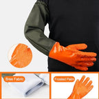 Durable Long Rubber Gloves Elbow Length, Reusable Anti-Skid Chemical Resistant Gloves with Cotton Lining