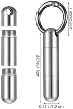 Small Pill Case Keychain Tiny Portable Pill Container Carabiner Clip Medicine Holder Bottle Mini Waterproof Metal Emergency Medicine Organizer for Travel Purse Outdoor Camping (2 Compartment)