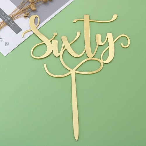 Acrylic 60th Birthday Cake Topper, Sixty Cake Topper, Cheers to 60 Years Old /60th Anniversary Party Decorations Supplies