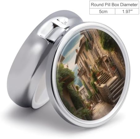Italy Tuscan Pill Box Portable Mini Travel Pill Organizer Holder 3 Compartment Decorative Round Pills Case Exquisite Daily Vitamin Container for Cod Liver Oil