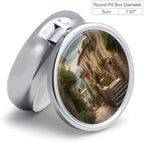 Italy Tuscan Pill Box Portable Mini Travel Pill Organizer Holder 3 Compartment Decorative Round Pills Case Exquisite Daily Vitamin Container for Cod Liver Oil