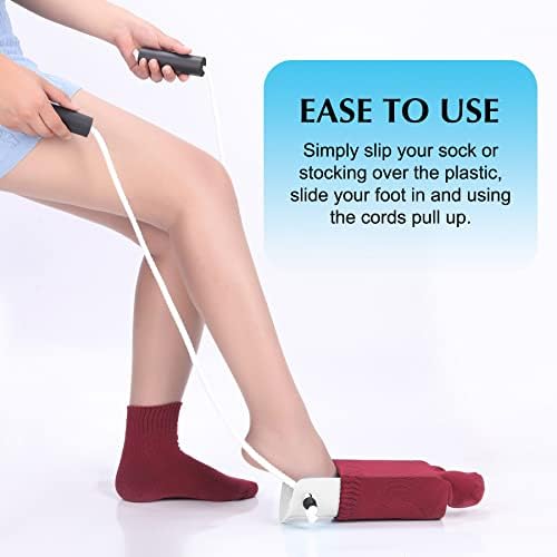 CAidRE Sock Aid - Wide 3.93" Sock Aid with Foam Handles, Sock Aide Device for Seniors, Sock Helper Easy On Easy Off for Regular Socks, White