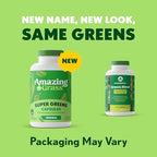 Amazing Grass Greens Blend Superfood Capsules: Super Greens with Organic Spirulina, Chlorella, Beet Root Powder, Digestive Enzymes & Probiotics, 150 Capsules (Packaging May Vary)