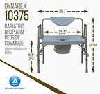 Dynarex Bariatric Drop Arm Bedside Commode, Multi-Use Portable Toilet Chair with 650 Pound Weight Capacity and a Heavy-Duty Steel Frame, Grey, 1 Bariatric Drop Arm Bedside Commode