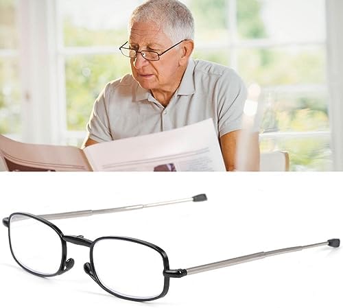 VANANA Foldable Blue Light Blocking Reading Glasses, Telescopic Glasses Legs Reader with Portable Zipper Bag Keychain (Black (2 Pairs), 2.5, multiplier_x)