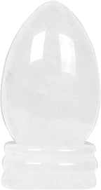 Justinstones Natural White Clear Quartz Gemstone Egg Crystal Healing Chakra Meditation Home Office Decor Stone with Stone Stand