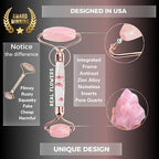100% Authentic Rose Quartz Jade Roller and Gua Sha Set for face. Premium Quality Complete Kit. Facial Tools. Microneedle Derma Roller. Natural Facial Gift Set Women (Pink, 4 PCS)