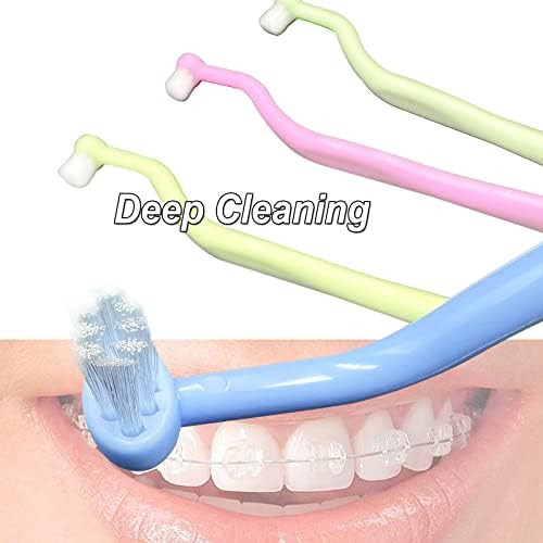 Orthodontic Toothbrush Small Tuft Toothbrush Tiny Compact Interspace Brush for Dental Implants, Braces and Teeth Detail Cleaning, 4 Pieces (4 Colors D)